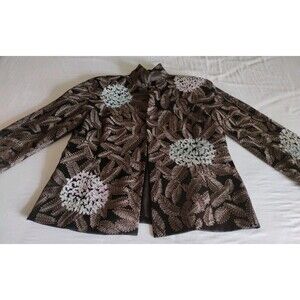 Linda Allard Ellen Tracy Woman’s Blazer Jacket Floral Embroidery Spring Sz 12